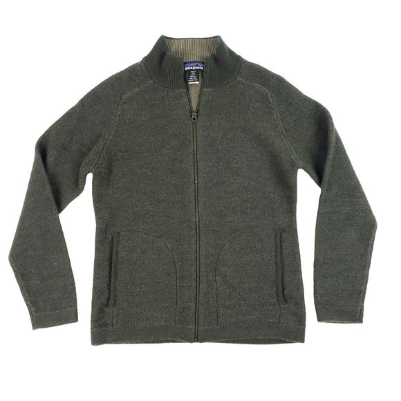 Patagonia Jackets & Blazers - Patagonia Women's 100% Wool Green Brown Tones Full Zip Jacket Size XS